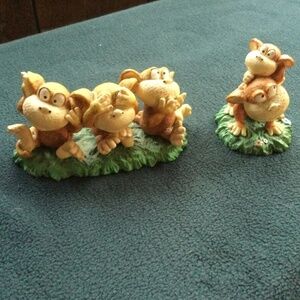 Vintage Russ Berrie Monkey Business, two pieces